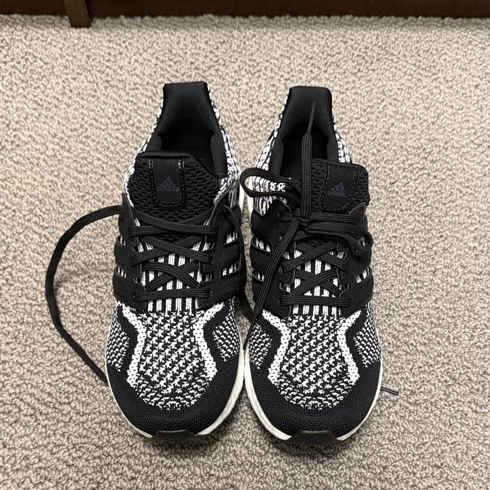 Adidas Knit Pattern Black and White Shoes